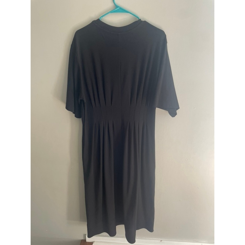 COS Black Pleated Waist Cotton Jersey Midi T-Shirt Dress Size L Short Sleeve - Picture 10 of 12